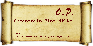 Ohrenstein Pintyőke névjegykártya